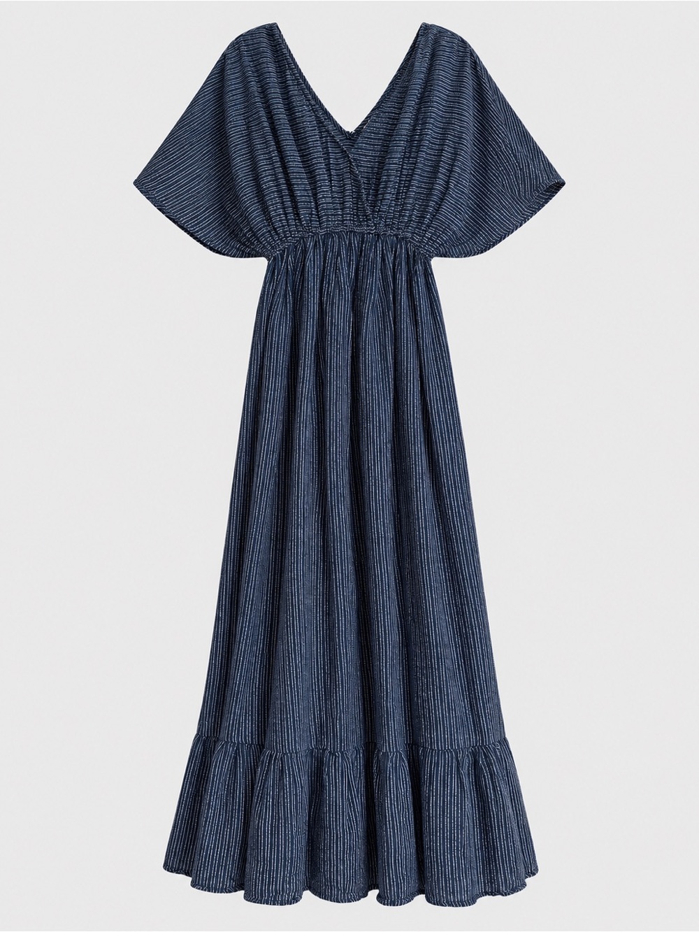 World Market Mira Kaftan Maxi Dress S/M Navy Striped Boho Dolman Sleeve